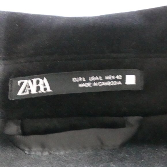 ZARA Velvet Jacket Men's Large Black Full Zip Pockets Long Sleeve MSRP $139 - Picture 11 of 13